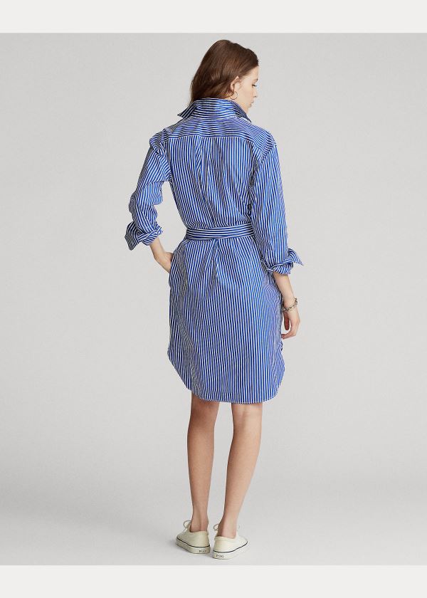 Ralph Lauren Striped Bavlněné Shirtdress Blankyt Bílé | 0gcZCwcz