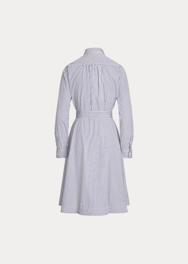 Ralph Lauren Striped Bavlněné Shirtdress Bílé Blankyt | ZYlNh3aH