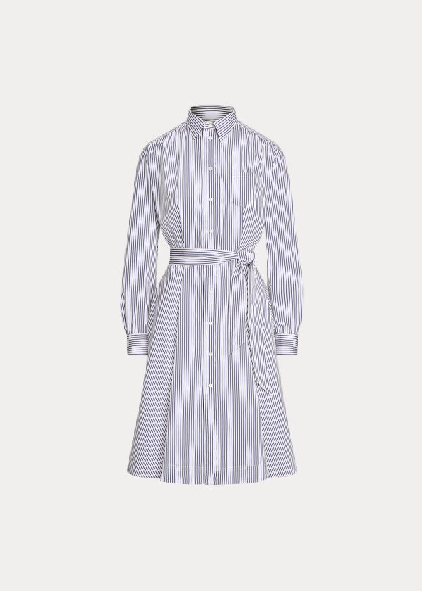 Ralph Lauren Striped Bavlněné Shirtdress Bílé Blankyt | ZYlNh3aH