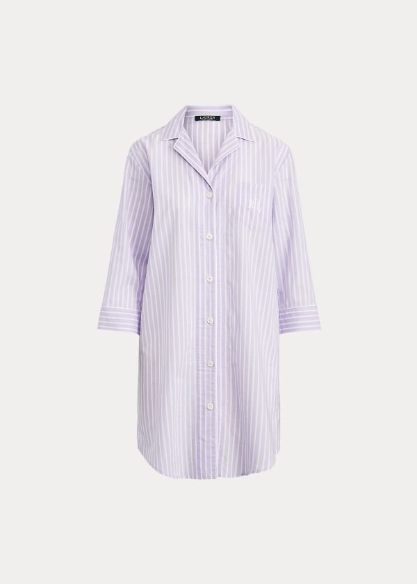 Ralph Lauren Striped Bavlněné Sleep Shirt Fialové Proužek | Nze2P5vK