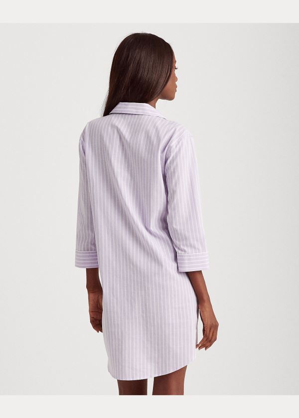 Ralph Lauren Striped Bavlněné Sleep Shirt Fialové Proužek | Nze2P5vK