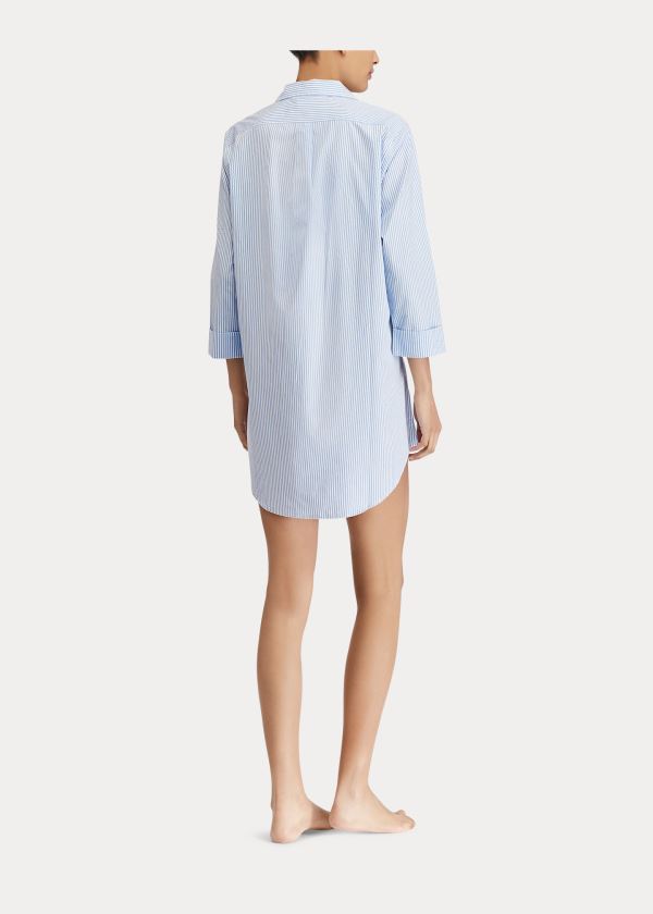 Ralph Lauren Striped Bavlněné Sleep Shirt Blankyt Proužek | WUDgYfXE