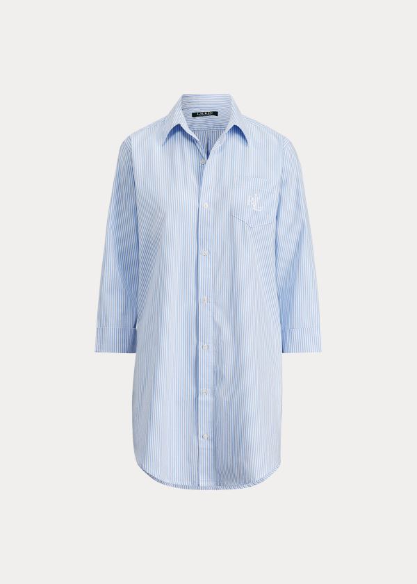 Ralph Lauren Striped Bavlněné Sleep Shirt Blankyt Proužek | WUDgYfXE