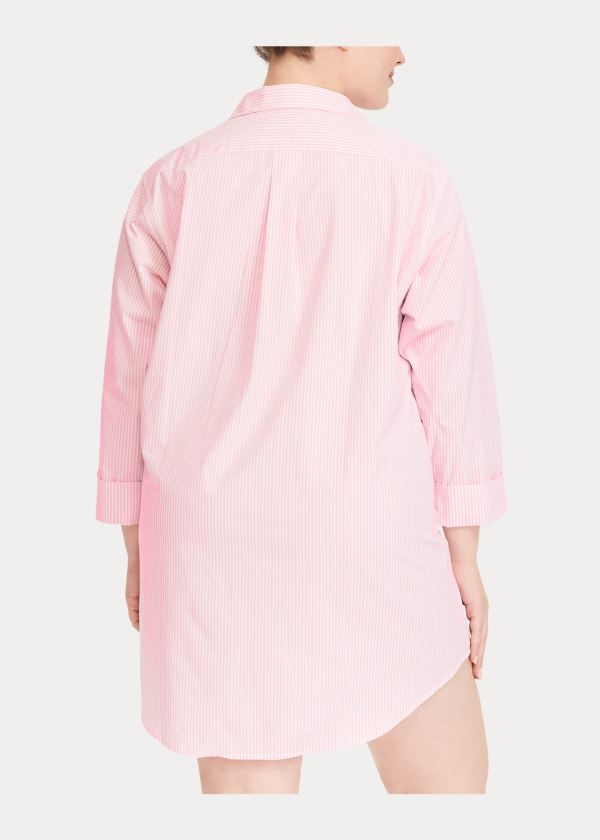 Ralph Lauren Striped Bavlněné Sleep Shirt Růžové Proužek | vo7w9CcT