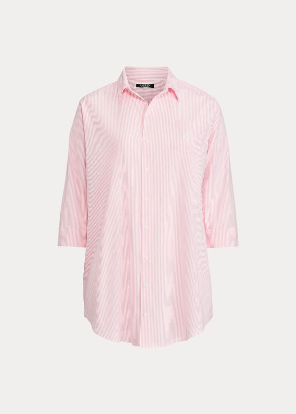 Ralph Lauren Striped Bavlněné Sleep Shirt Růžové Proužek | vo7w9CcT