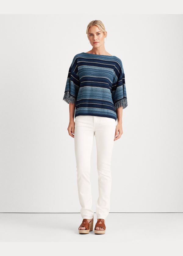 Ralph Lauren Striped Bavlněné Top Blankyt Viacfarebný | UJyL8FEg
