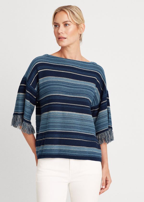 Ralph Lauren Striped Bavlněné Top Blankyt Viacfarebný | UJyL8FEg