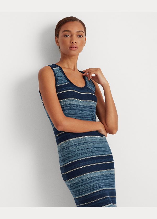 Ralph Lauren Striped Bez Rukávů Šaty Blankyt Viacfarebný | FZBQs82l