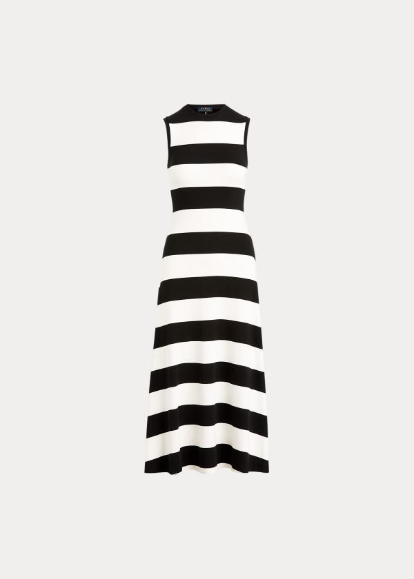 Ralph Lauren Striped Bez Rukávů Šaty Černé Bílé | eaSXsBz4