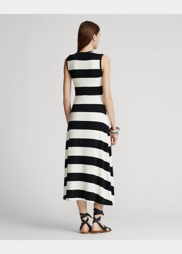 Ralph Lauren Striped Bez Rukávů Šaty Černé Bílé | eaSXsBz4