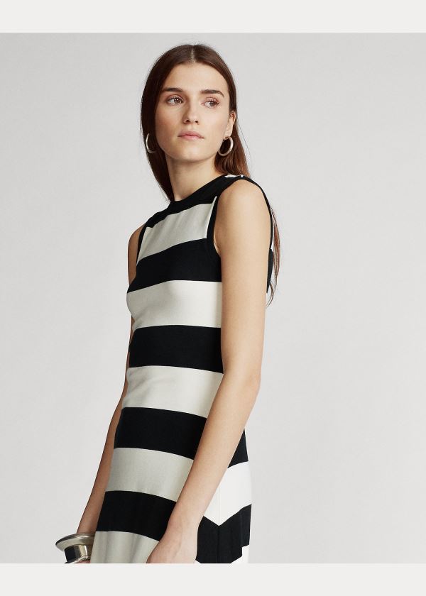 Ralph Lauren Striped Bez Rukávů Šaty Černé Bílé | eaSXsBz4