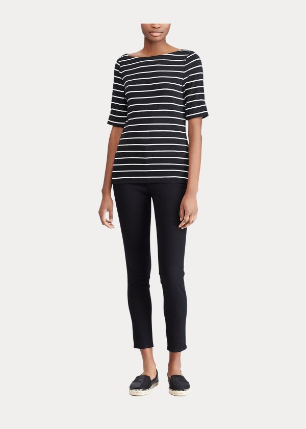 Ralph Lauren Striped Boatneck Top Černé Bílé | Ydvt1OM8
