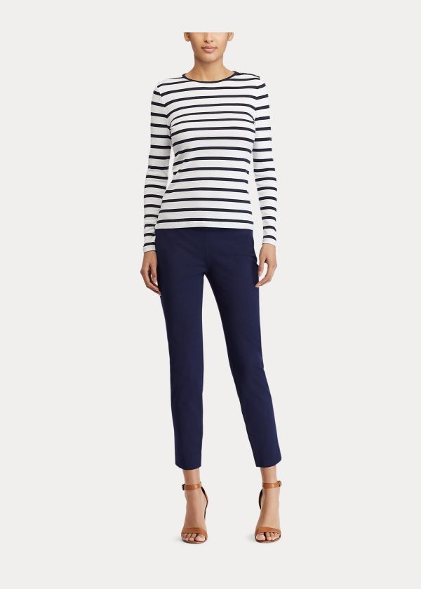 Ralph Lauren Striped Button-Shoulder Top Bílé Tmavě Blankyt | 9DqwVea5