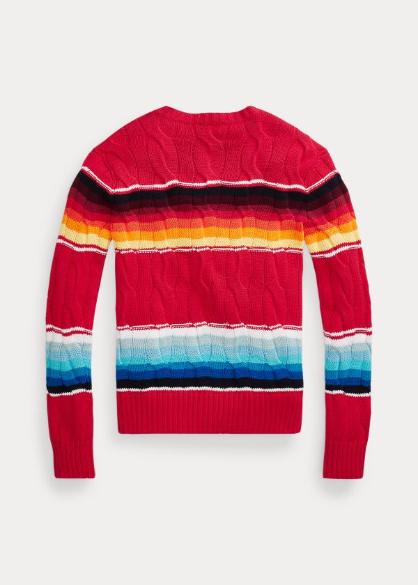 Ralph Lauren Striped Cable-Knit Svetrové Červené Viacfarebný | zO17knCi