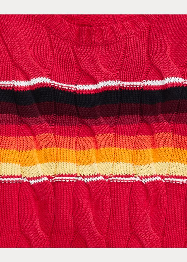 Ralph Lauren Striped Cable-Knit Svetrové Červené Viacfarebný | zO17knCi
