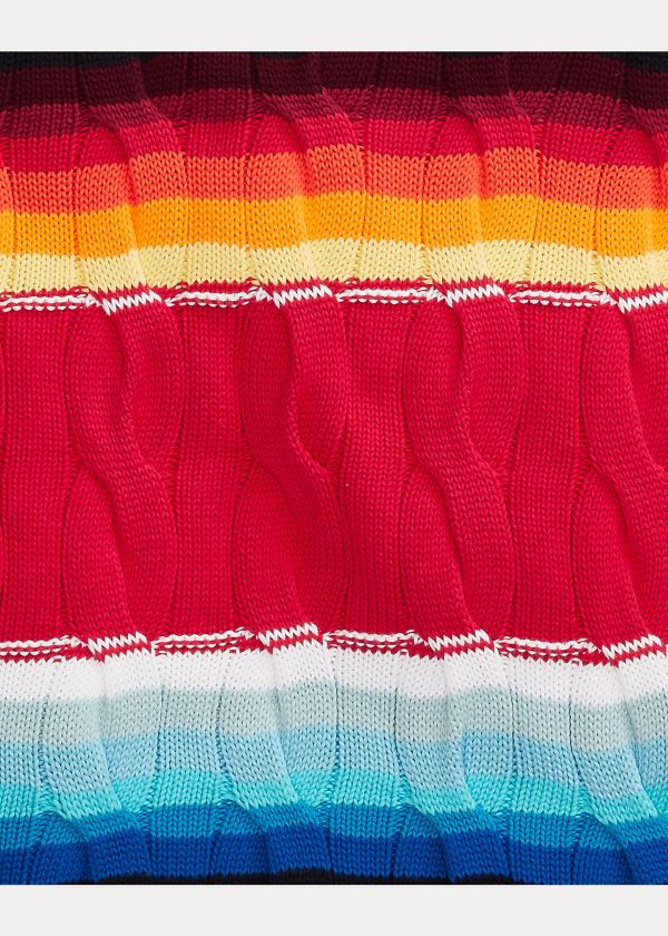 Ralph Lauren Striped Cable-Knit Svetrové Červené Viacfarebný | zO17knCi