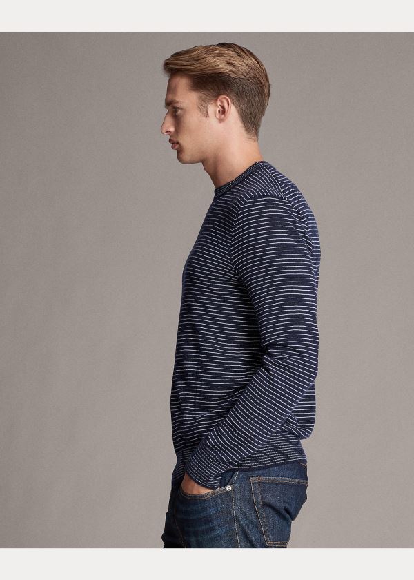 Ralph Lauren Striped Cashmere Svetrové Tmavě Blankyt Bílé | v40VEU88