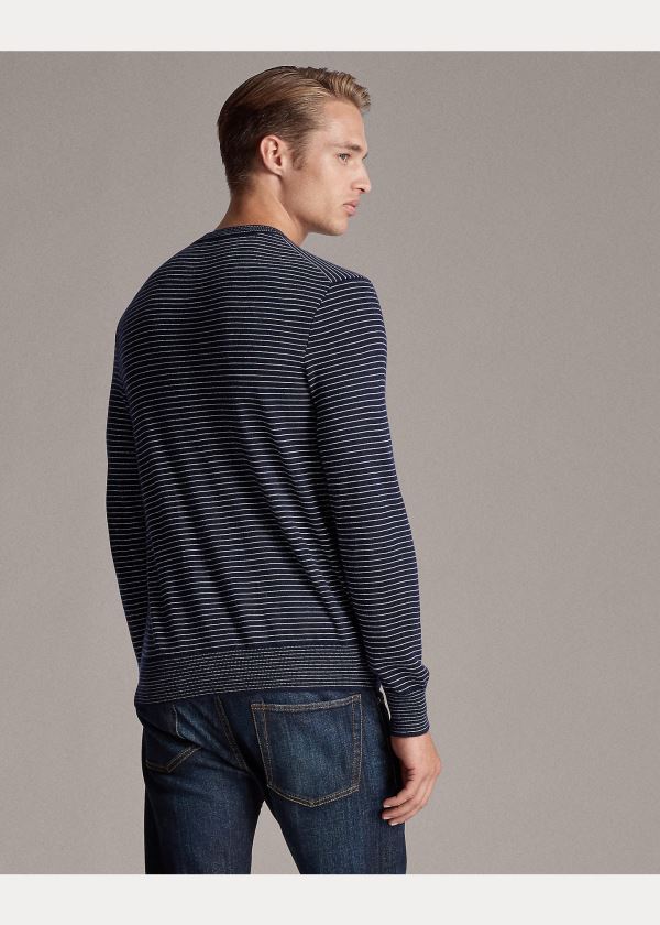 Ralph Lauren Striped Cashmere Svetrové Tmavě Blankyt Bílé | v40VEU88