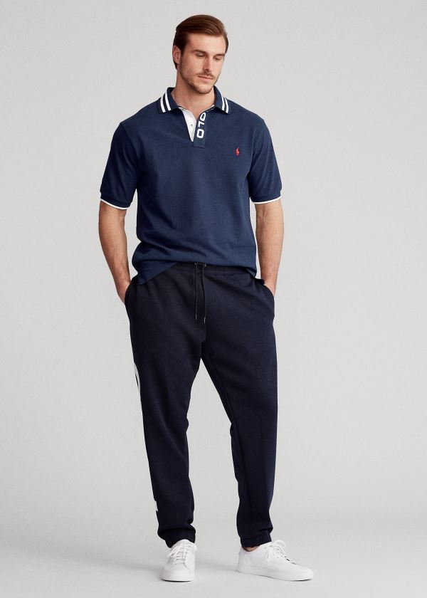 Ralph Lauren Striped-Collar Mesh Polo Shirt Tmavě Blankyt | TTpnypIg