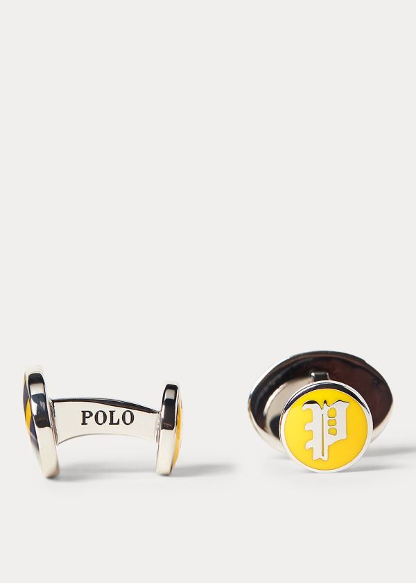 Ralph Lauren Striped Enamel Cuff Links Tmavě Blankyt Žluté | GORJwQnh