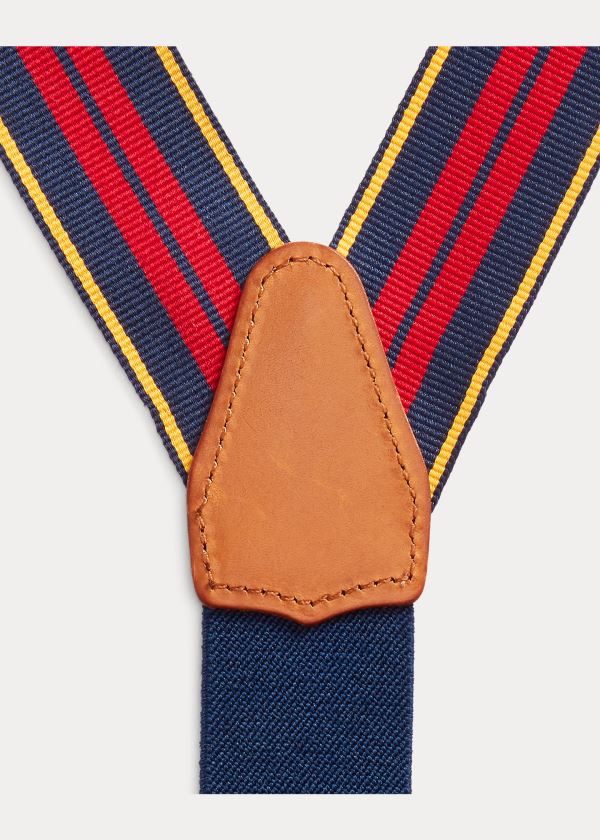 Ralph Lauren Striped Grosgrain Suspenders Tmavě Blankyt Žluté Červené | 8NKi7P93