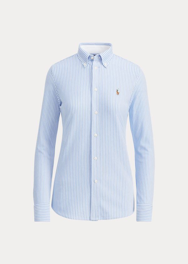 Ralph Lauren Striped Knit Oxford Shirt Blankyt Proužek | N0j8X7Tr