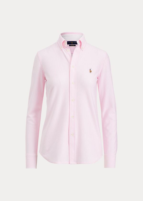 Ralph Lauren Striped Knit Oxford Shirt Růžové Proužek | cm0D63Vu