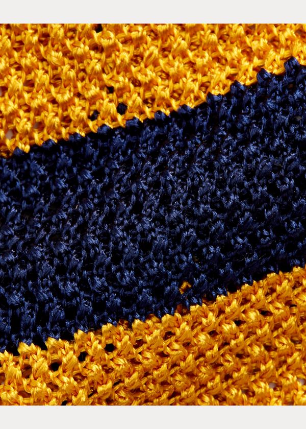 Ralph Lauren Striped Knit Silk Tie Tmavě Blankyt Žluté | 2UdBGWTB
