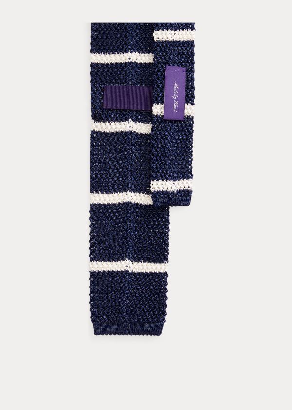 Ralph Lauren Striped Knit Silk Tie Tmavě Blankyt Bílé | 8cMyyeeH