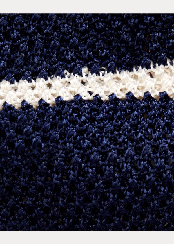 Ralph Lauren Striped Knit Silk Tie Tmavě Blankyt Bílé | 8cMyyeeH