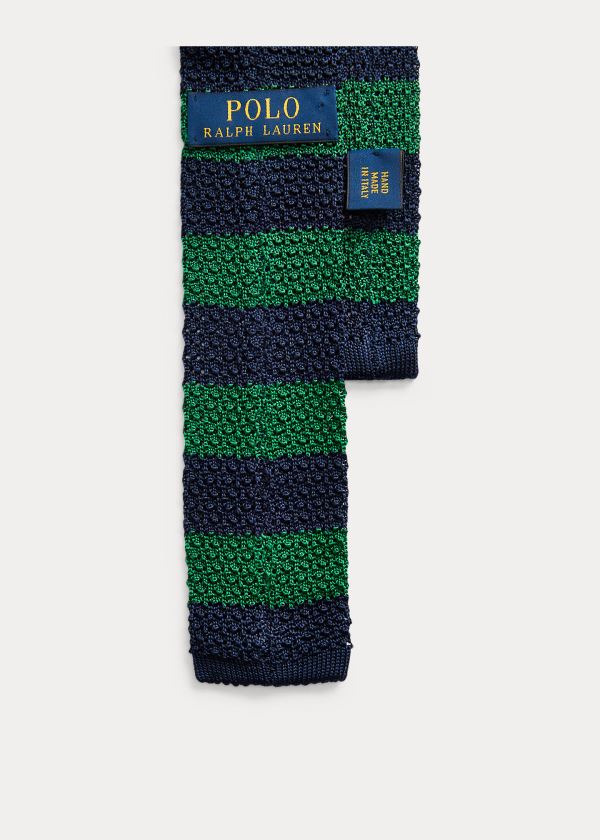 Ralph Lauren Striped Knit Silk Tie Tmavě Blankyt Zelene | AseI0Njn