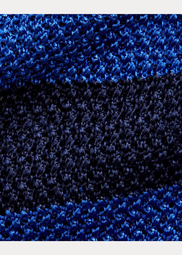 Ralph Lauren Striped Knit Silk Tie Tmavě Blankyt Královská Modrá Blankyt | DsdeRdWc