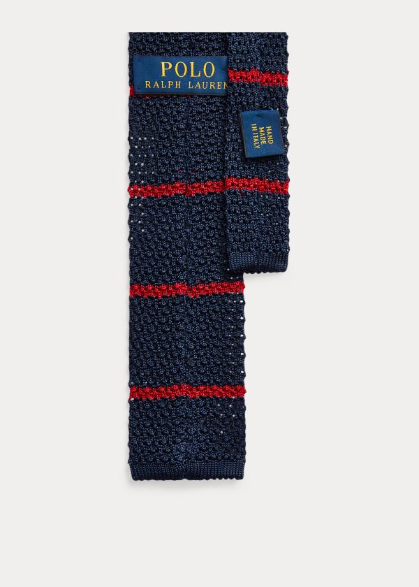 Ralph Lauren Striped Knit Silk Tie Tmavě Blankyt Červené | Nh6IemGf