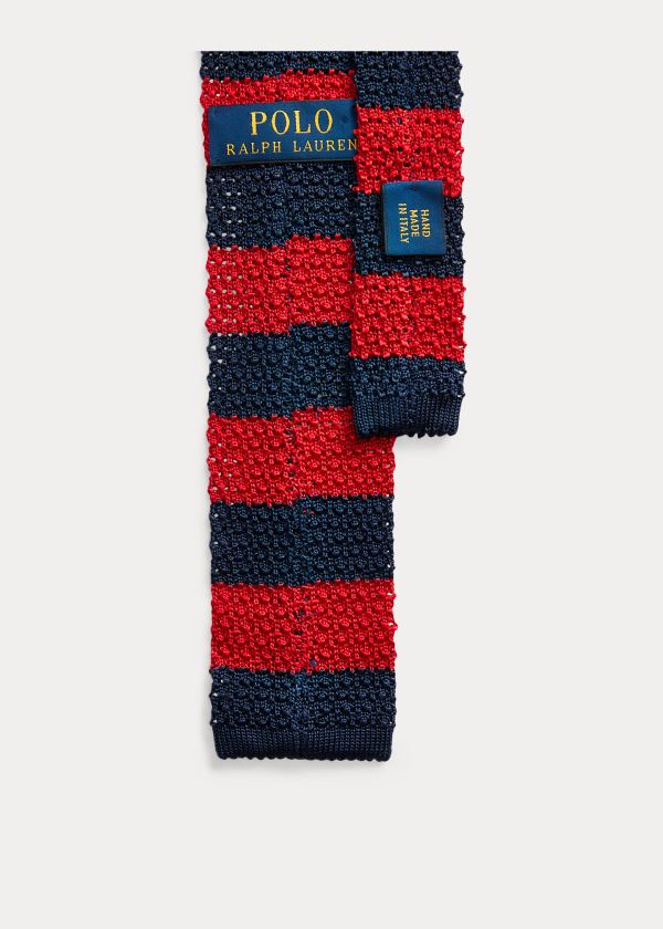 Ralph Lauren Striped Knit Silk Tie Tmavě Blankyt Červené | c4qTDHLD