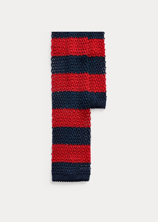 Ralph Lauren Striped Knit Silk Tie Tmavě Blankyt Červené | c4qTDHLD