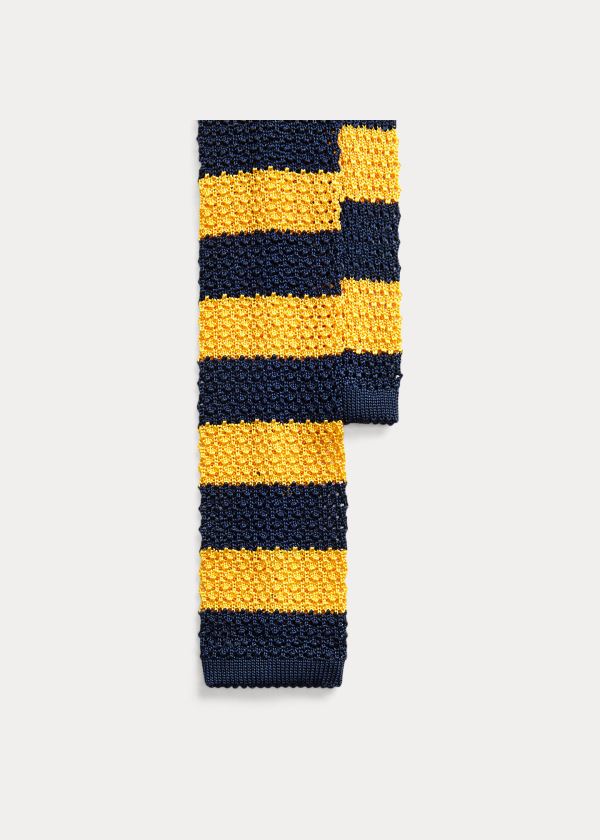 Ralph Lauren Striped Knit Silk Tie Tmavě Blankyt Zlaté | kRoElTVW