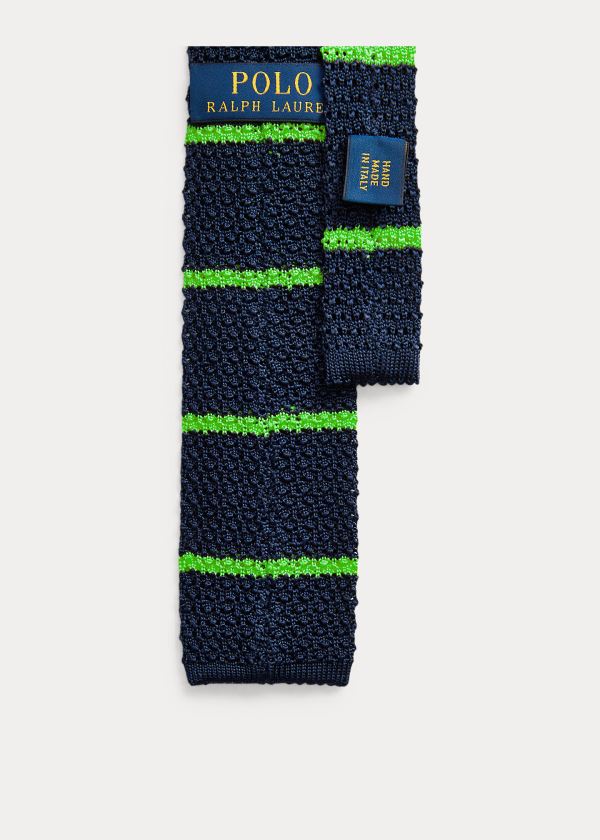 Ralph Lauren Striped Knit Silk Tie Tmavě Blankyt Zelene | wiCdendc