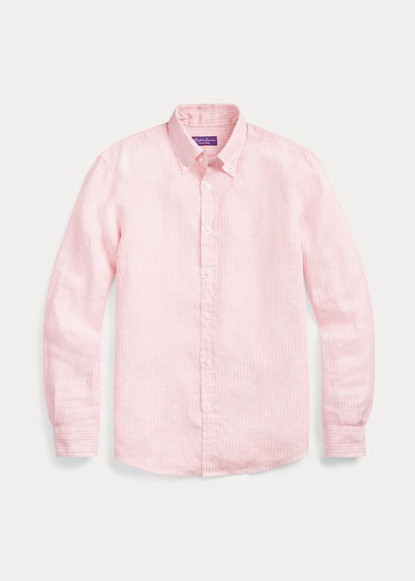 Ralph Lauren Striped Linen Chambray Shirt Růžové | X3eRyRhr
