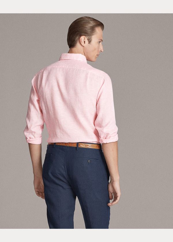 Ralph Lauren Striped Linen Chambray Shirt Růžové | X3eRyRhr