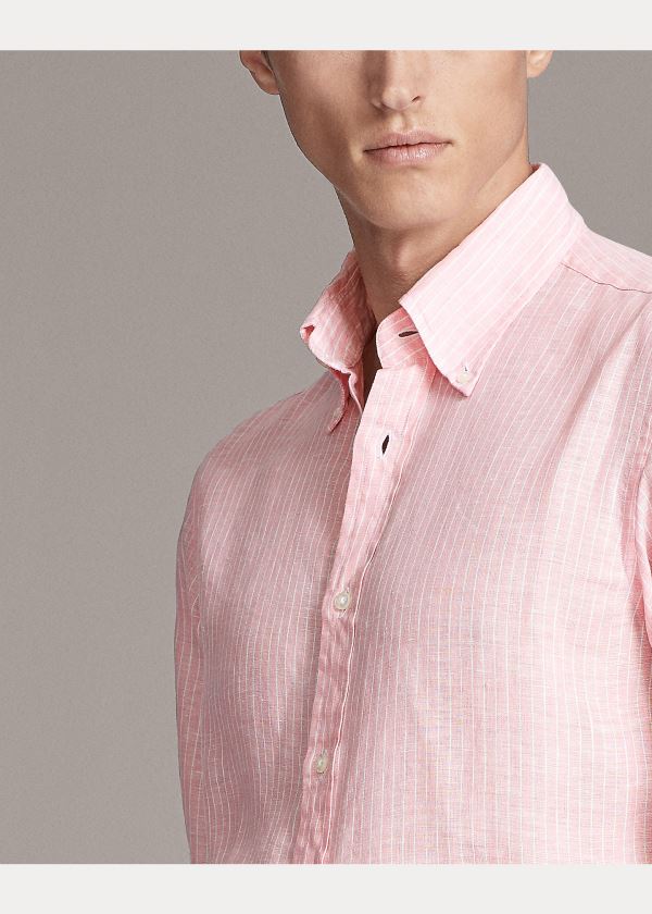 Ralph Lauren Striped Linen Chambray Shirt Růžové | X3eRyRhr