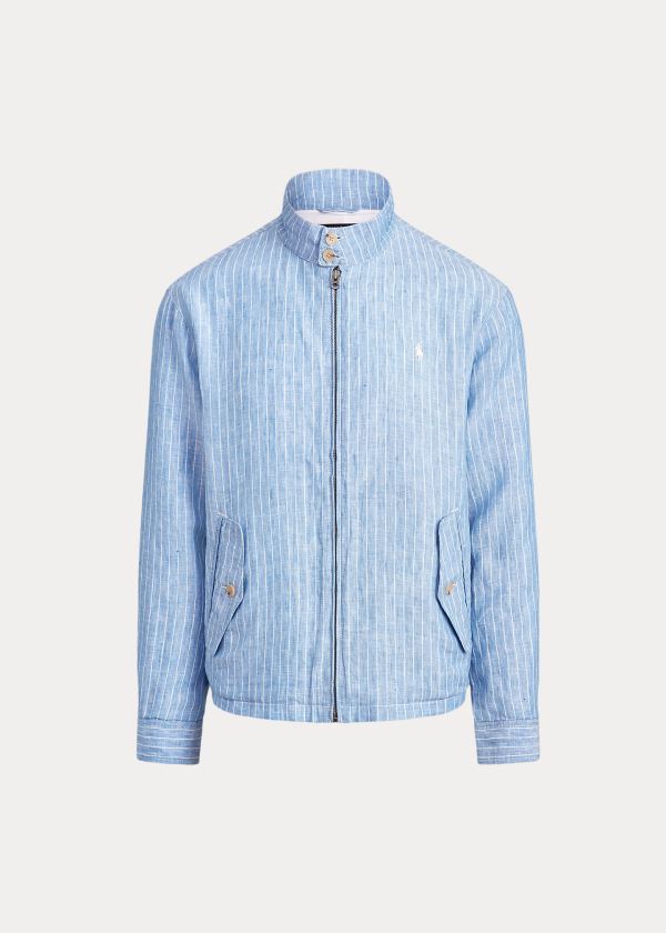 Ralph Lauren Striped Linen Jacket Blankyt Bílé Proužek | zovrt0TZ