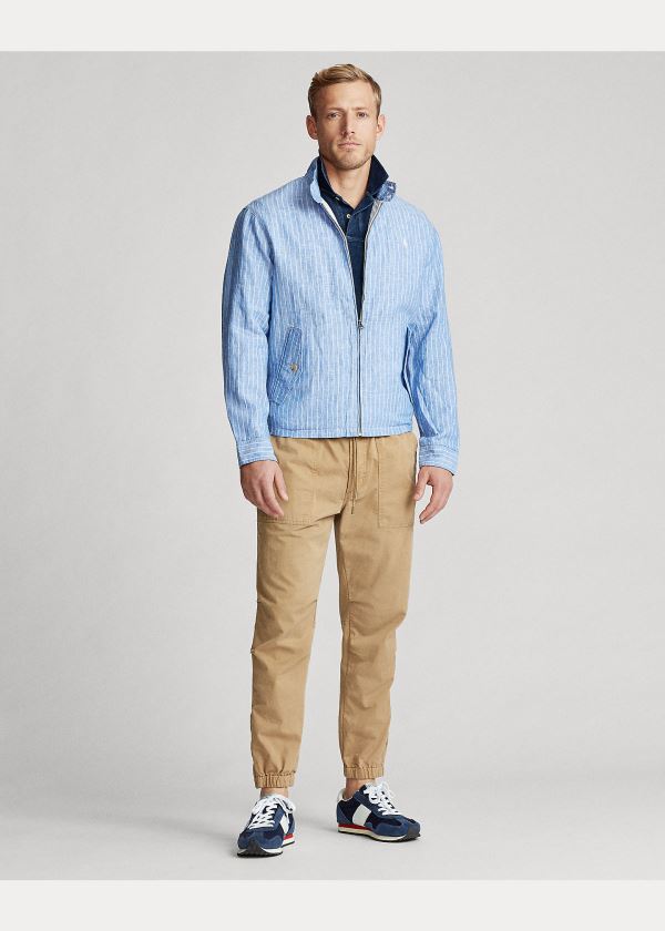 Ralph Lauren Striped Linen Jacket Blankyt Bílé Proužek | zovrt0TZ