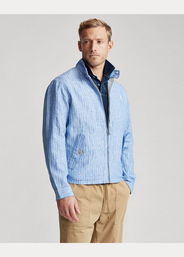 Ralph Lauren Striped Linen Jacket Blankyt Bílé Proužek | zovrt0TZ