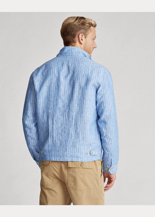 Ralph Lauren Striped Linen Jacket Blankyt Bílé Proužek | zovrt0TZ