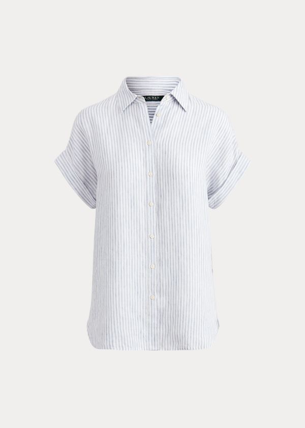 Ralph Lauren Striped Linen Shirt Blankyt Bílé | gBKldtGN
