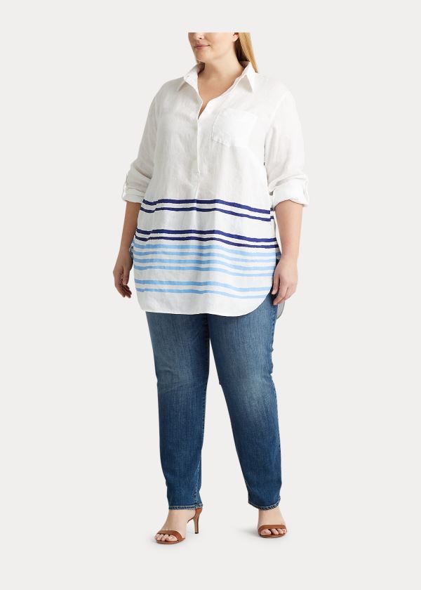 Ralph Lauren Striped Linen Shirt Bílé Blankyt Viacfarebný | 0i7jCB6l