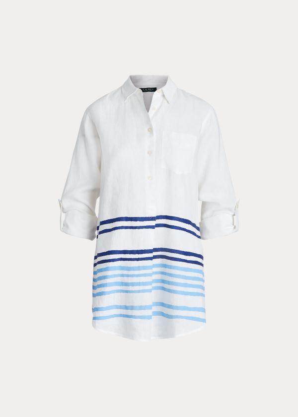 Ralph Lauren Striped Linen Shirt Bílé Blankyt Viacfarebný | v3XVJ3Jw