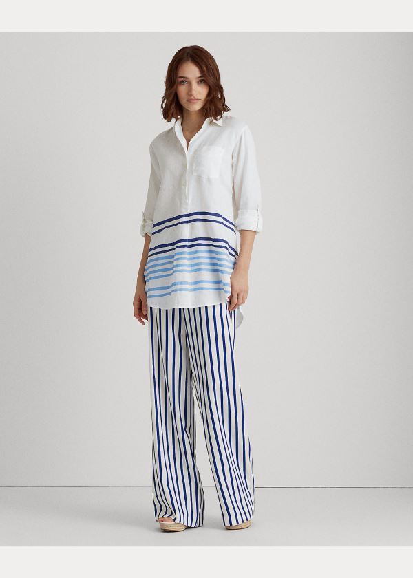Ralph Lauren Striped Linen Shirt Bílé Blankyt Viacfarebný | v3XVJ3Jw