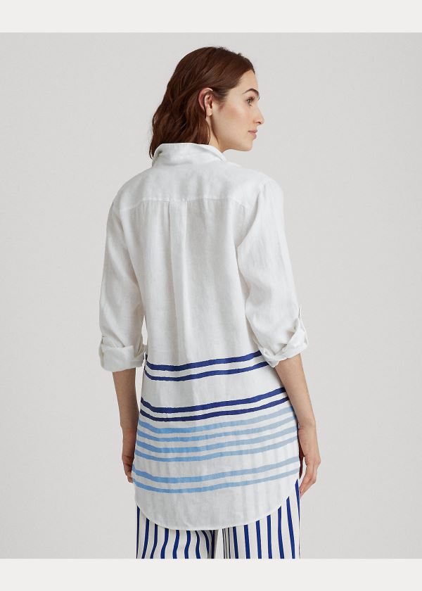 Ralph Lauren Striped Linen Shirt Bílé Blankyt Viacfarebný | v3XVJ3Jw
