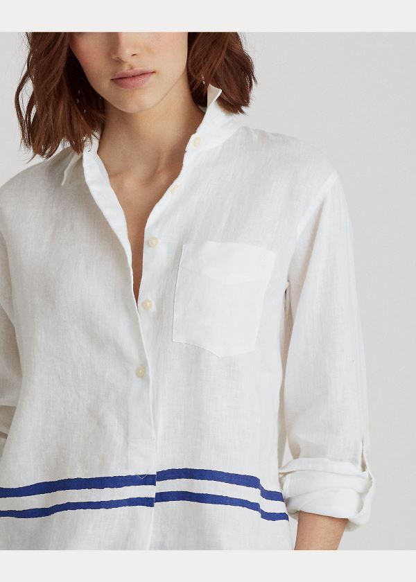 Ralph Lauren Striped Linen Shirt Bílé Blankyt Viacfarebný | v3XVJ3Jw
